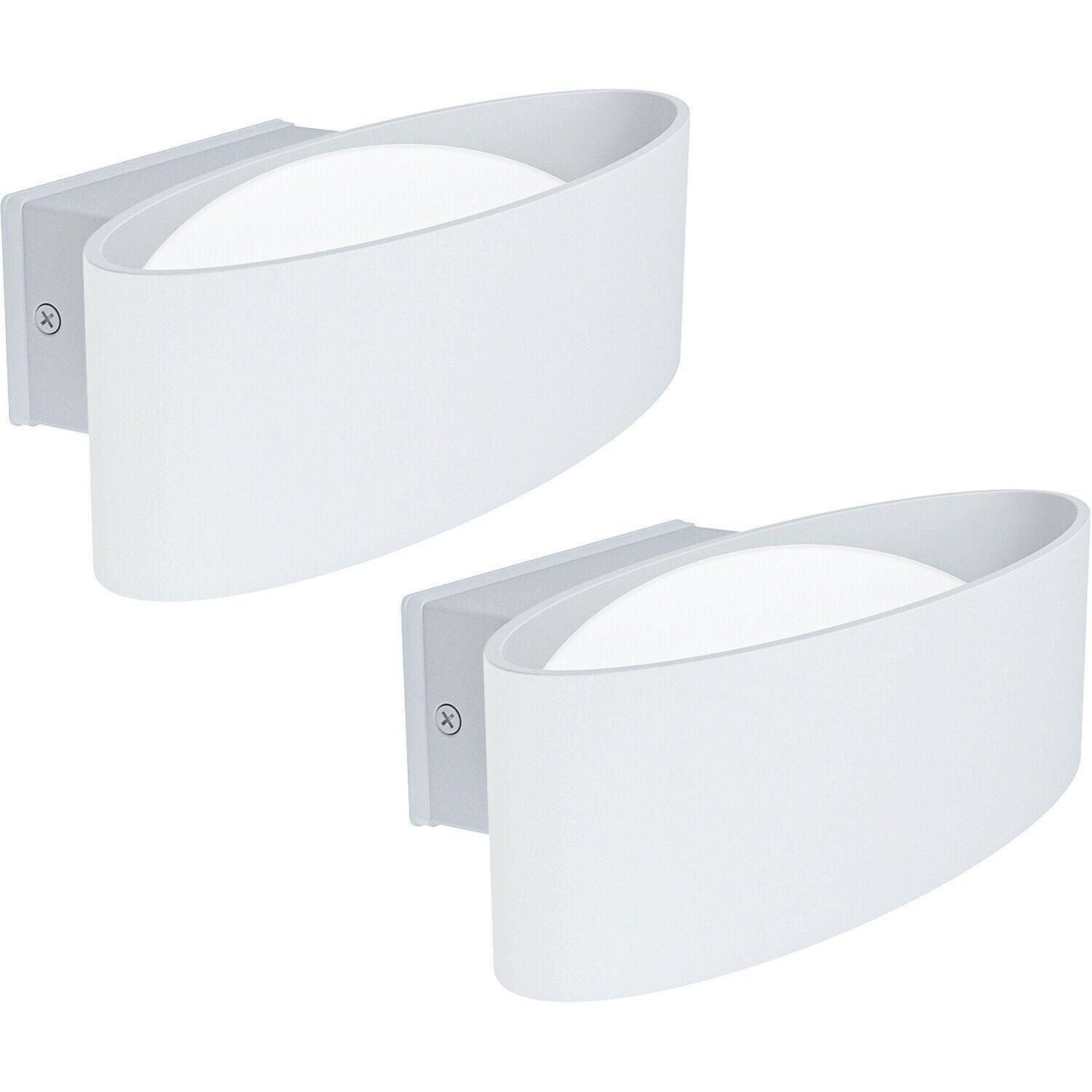 2 PACK IP44 Outdoor Wall Light White Aluminium & Steel 10W LED Porch Lamp - image 1