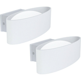 2 PACK IP44 Outdoor Wall Light White Aluminium & Steel 10W LED Porch Lamp - thumbnail 1