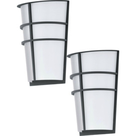 2 PACK IP44 Outdoor Wall Light Anthracite Modern Diffused Lantern 2.5W LED