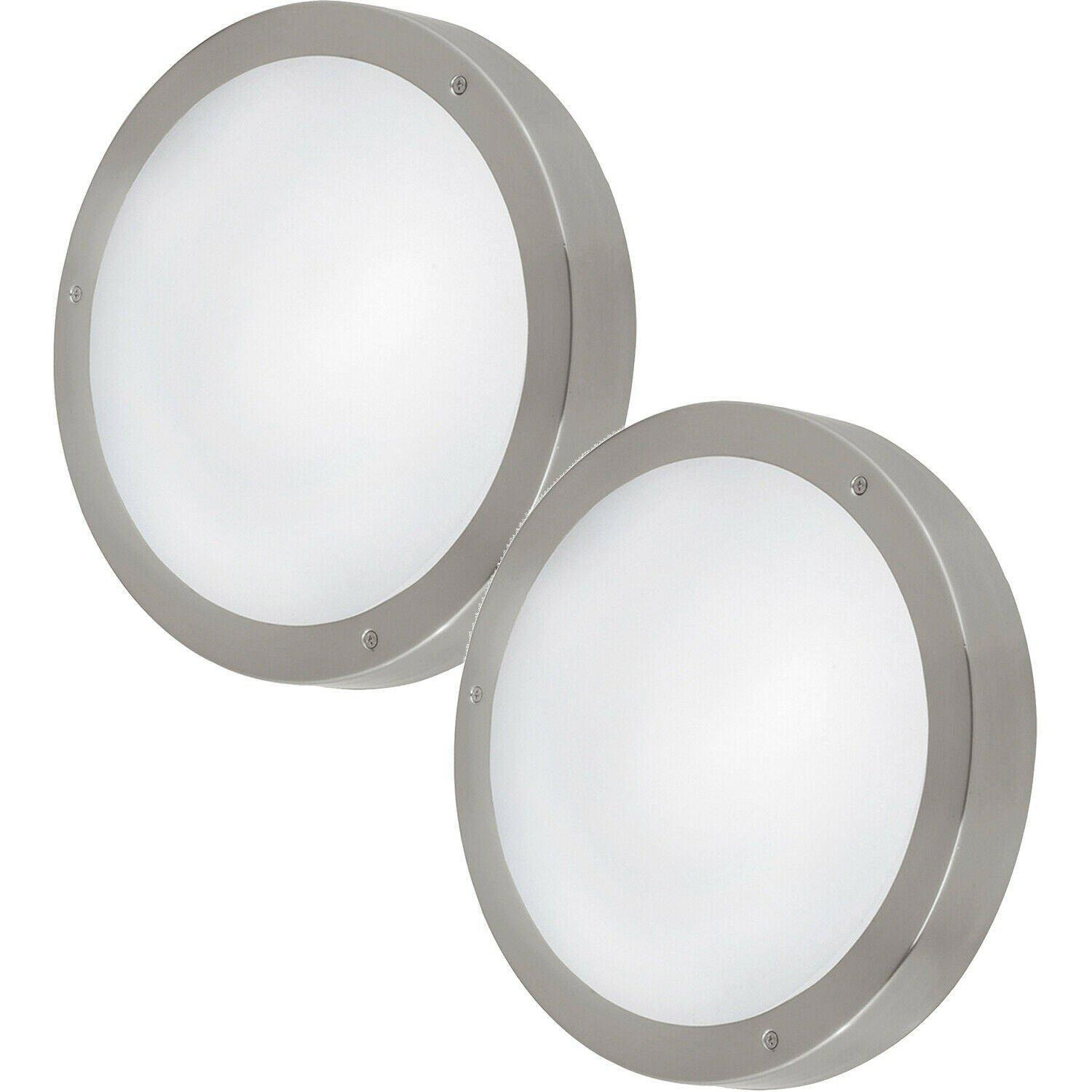 2 PACK IP44 Outdoor Wall Light Round Stainless Steel 11W LED Porch Lamp - image 1