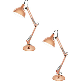 2 PACK Table Desk Lamp Colour Copper Adjustable In Line Switch Bulb E27 1x40W - thumbnail 1