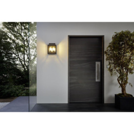 2 PACK IP44 Outdoor Wall Light Black Aluminium Glass Box 60W E27 Porch Lamp - thumbnail 3