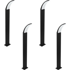 4 PACK IP44 Outdoor Bollard Light Black Aluminium 11W LED Lamp Post - thumbnail 1