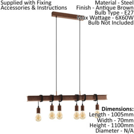 Multi Bulb Ceiling Pendant Light & 2x Matching Wall Lights Industrial Metal Beam - thumbnail 2