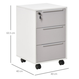 3-Drawer Locking File Cabinet Mobile Chest of Drawers Side Table - thumbnail 3