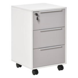 3-Drawer Locking File Cabinet Mobile Chest of Drawers Side Table - thumbnail 1