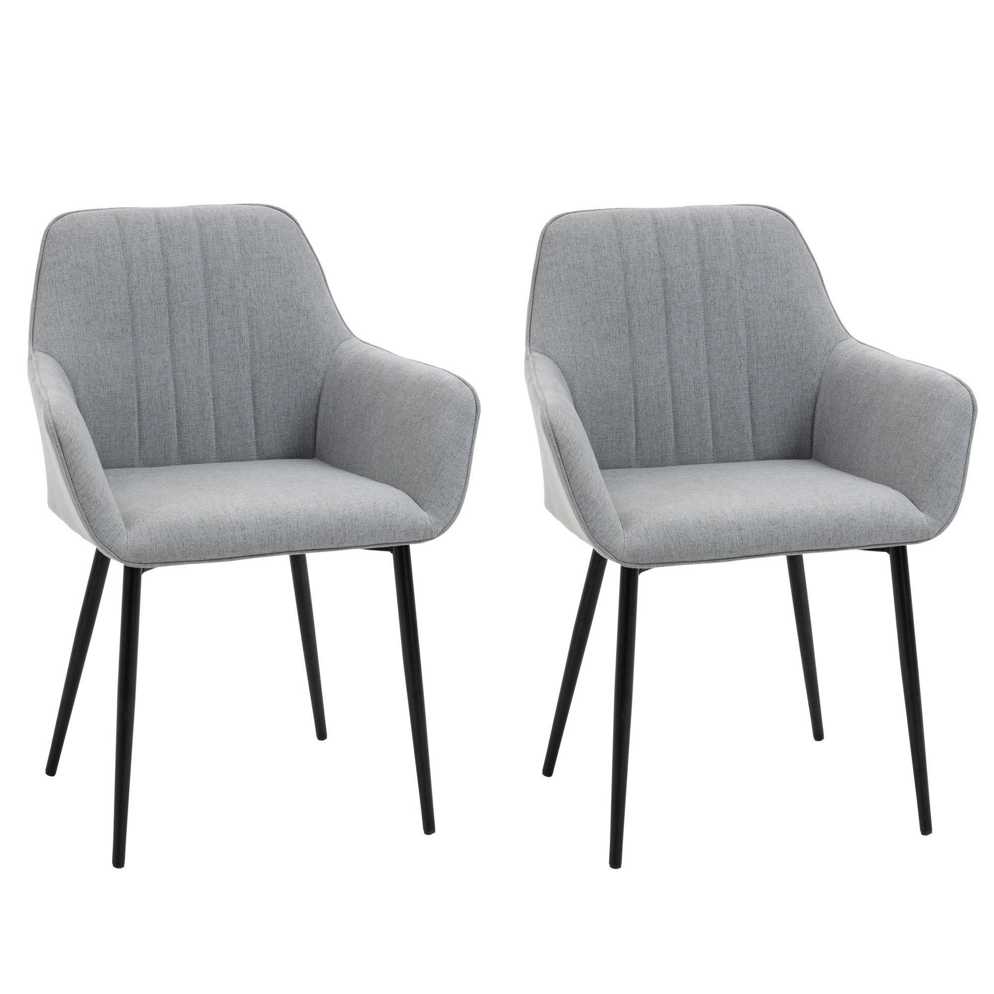Dining Chairs Set of 2 Linen Fabric Accent Chairs Metal Legs - image 1