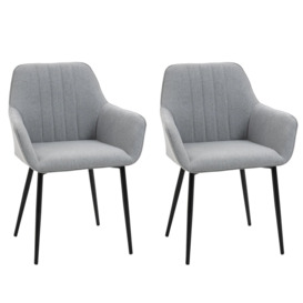 Dining Chairs Set of 2 Linen Fabric Accent Chairs Metal Legs - thumbnail 2