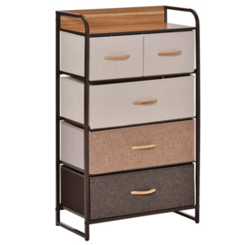 5 Drawer Dresser Tower Fabric Chest of Drawers with Steel Frame