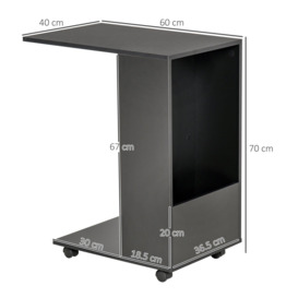 C-Shape Sofa Side Table Laptop Coffee End Table with Storage - thumbnail 3