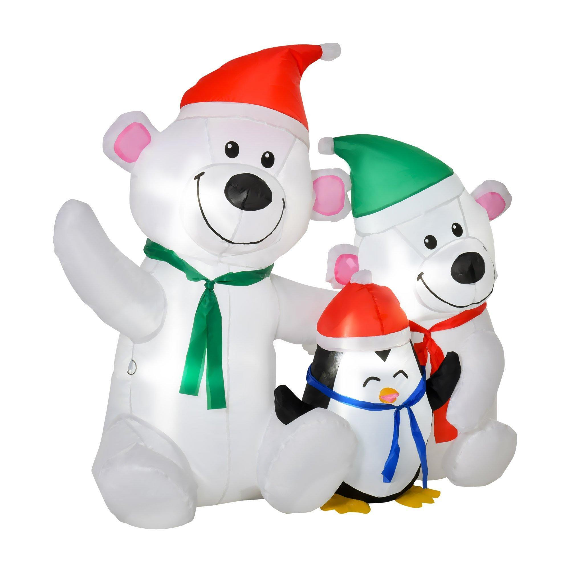 4ft Christmas Inflatables with Bears and Penguin Xmas Decoration - image 1