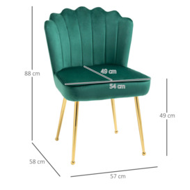 Velvet-Feel Shell Luxe Accent Chair Home Bedroom Lounge - thumbnail 3