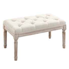 Accent Bench Tufted Upholstered Foot Stool Linen-Touch Ottoman - thumbnail 1
