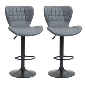 Bar Stools Set of 2 Adjustable Height Swivel Bar Chairs - thumbnail 2