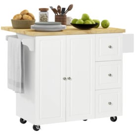 Drop Leaf Kitchen Island on Wheels Utility Storage Cart with Drawers - thumbnail 1