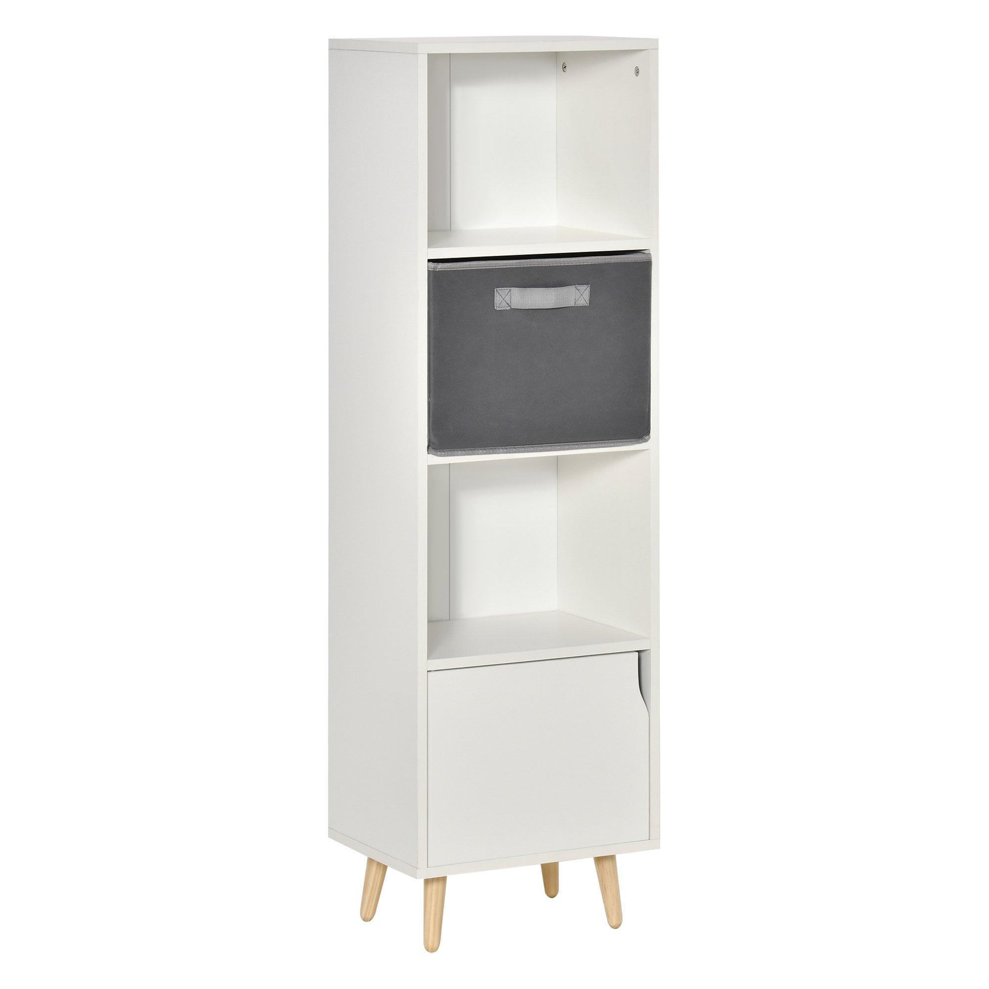3 Tier Bookcase withDoors White Wooden Bookshelf Display Cabinet - image 1