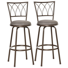 Set of 2 Bar Chairs Swivel Upholstered Metal Frame Barstools