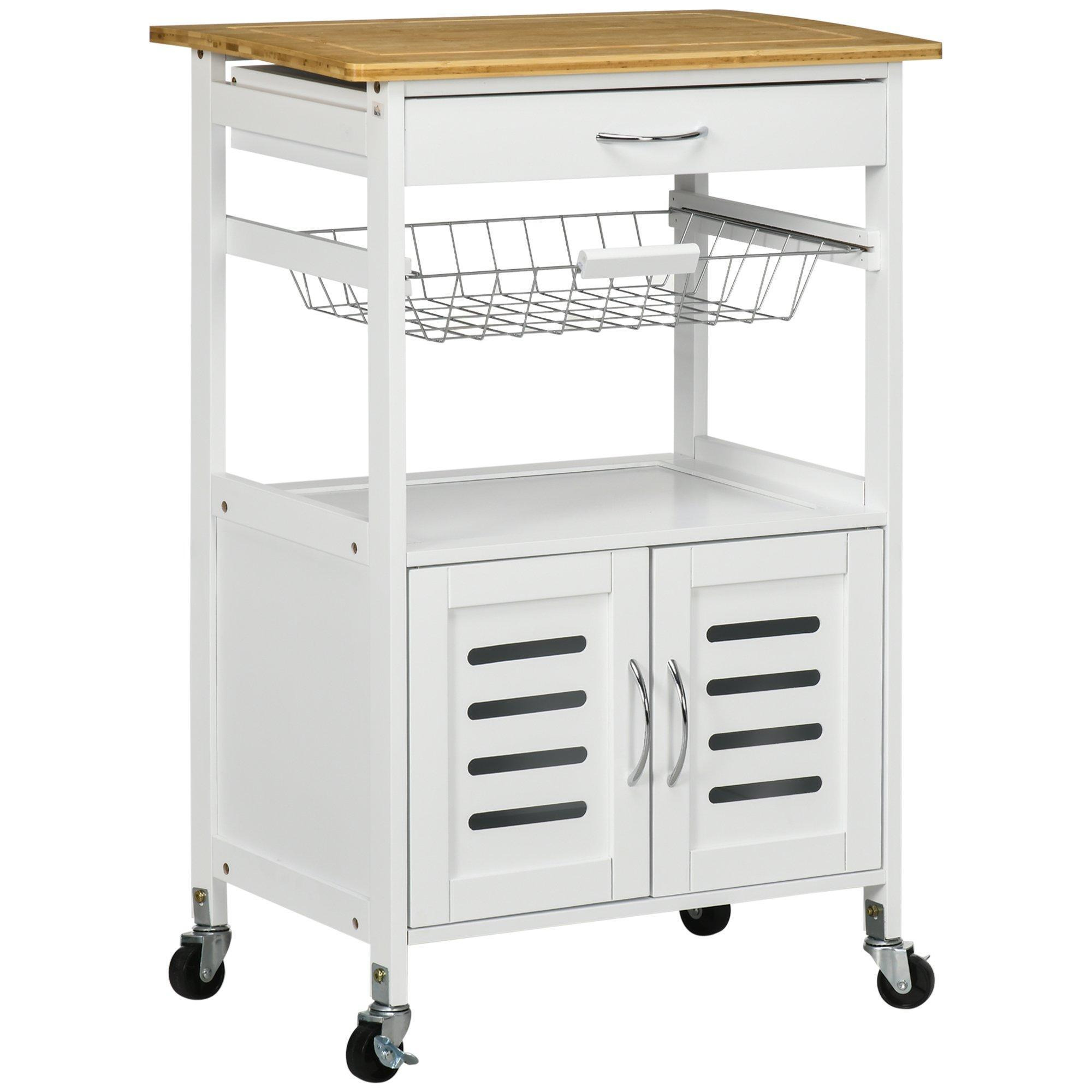 Rolling Kitchen Island Trolley Utility Cart on Wheels with Bamboo Top - image 1