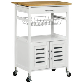 Rolling Kitchen Island Trolley Utility Cart on Wheels with Bamboo Top - thumbnail 1