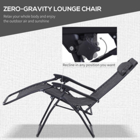 3PC Zero Gravity Chairs Sun Lounger Table Setwith Cup Holders - thumbnail 3