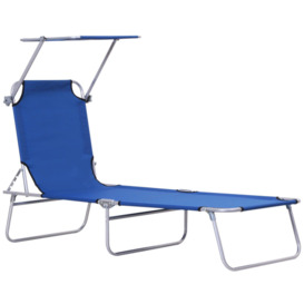 Folding Chair Sun Loungerwith Canopy Sunshade Garden Recliner Hammock - thumbnail 1