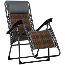 Outdoor Zero Gravity Chair Headrest Cup Phone Holder Garden Backyard Brown