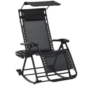 Folding Recliner Chair Outdoor Lounge Rocker Zero-Gravity Seat