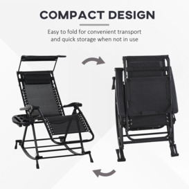 Folding Recliner Chair Outdoor Lounge Rocker Zero-Gravity Seat - thumbnail 3