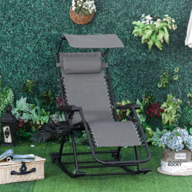 Folding Recliner Chair Outdoor Lounge Rocker Zero-Gravity Seat - thumbnail 2