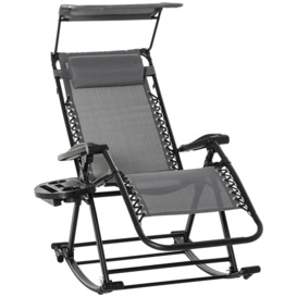 Folding Recliner Chair Outdoor Lounge Rocker Zero-Gravity Seat - thumbnail 1