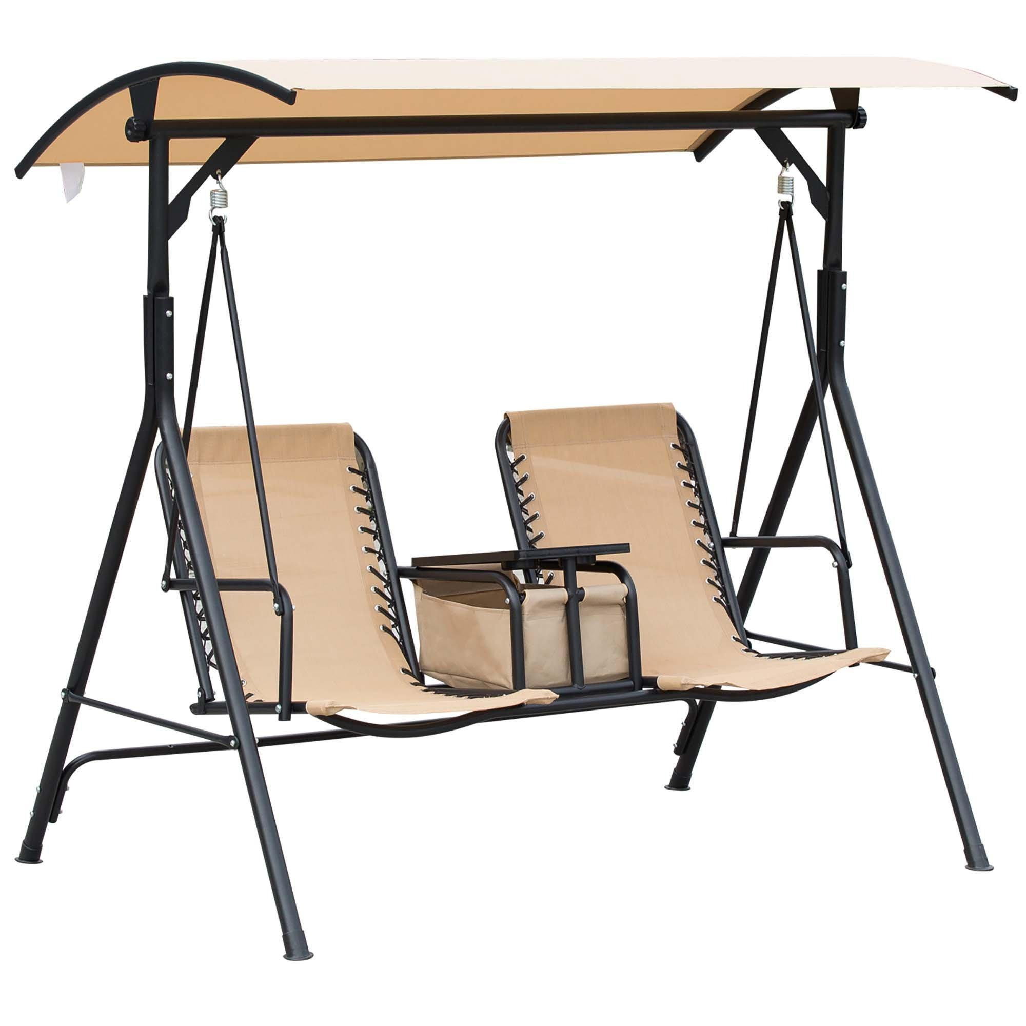 2 Person Swing Chair with Pivot Table and Middle Storage Console - image 1