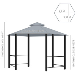 3 x 3Metre Gazebo Canopy 2 Tier Patio Shelter Steel for Garden - thumbnail 3