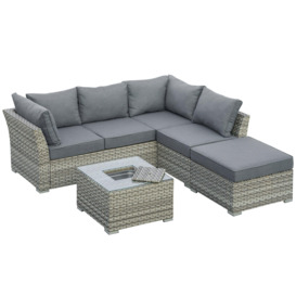 Patio PE Rattan Sofa Set Sectional Conversation Furniture Set w/ Ice Bucket