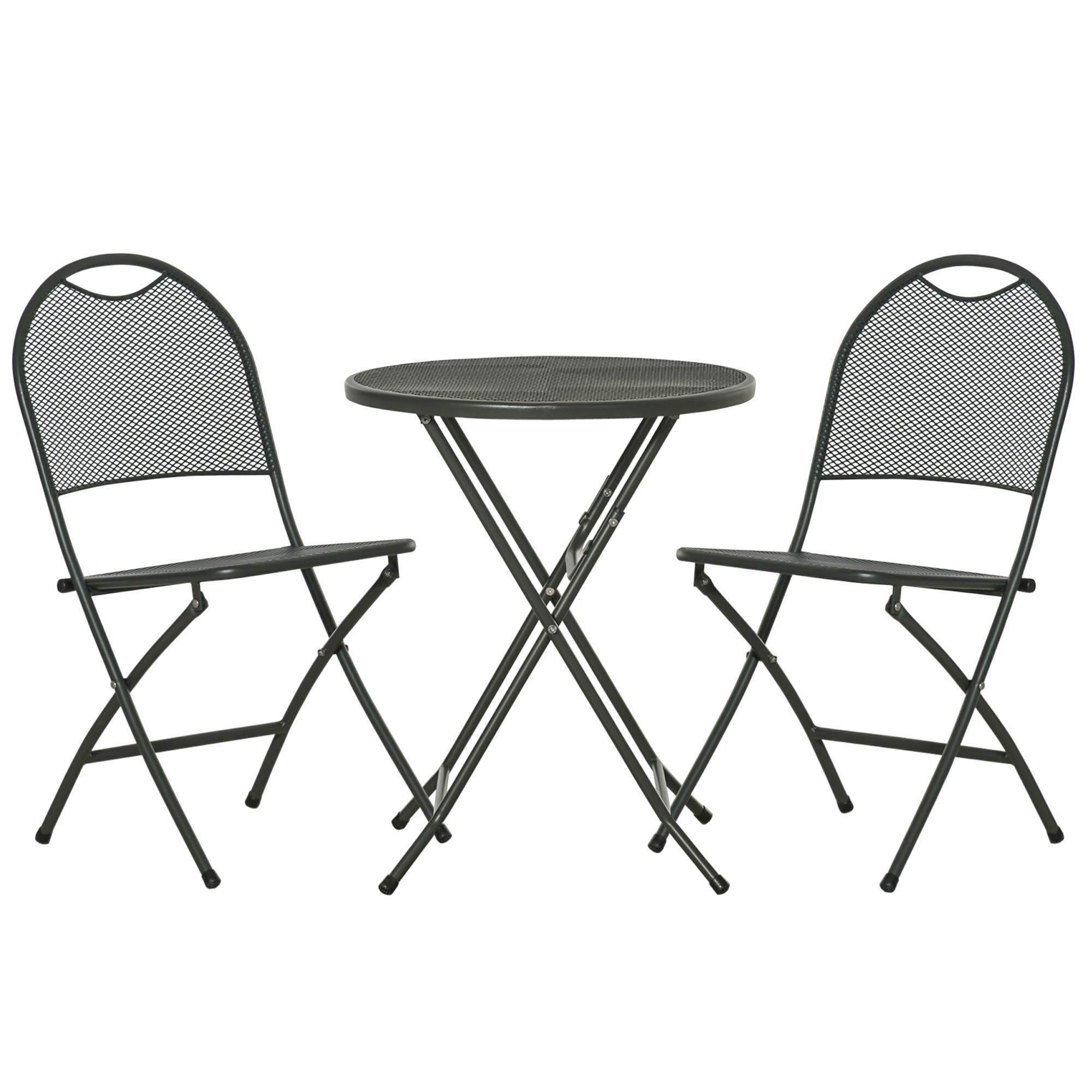 3 Piece Garden Bistro Set with Foldable Design Round Dining Table - image 1
