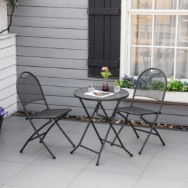 3 Piece Garden Bistro Set with Foldable Design Round Dining Table - thumbnail 2