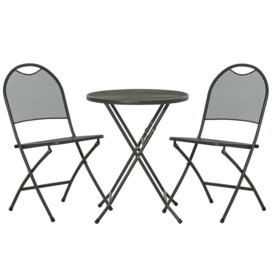 3 Piece Garden Bistro Set with Foldable Design Round Dining Table - thumbnail 1