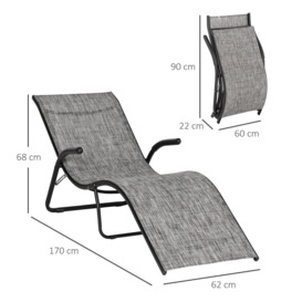 Folding Lounge Chair, Outdoor Chaise Lounge for Beach, Poolside - thumbnail 3