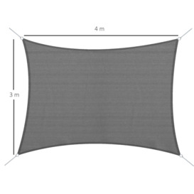 4x3m Sun Shade Sail Rectangle HDPE Canopy UV Protection - thumbnail 3