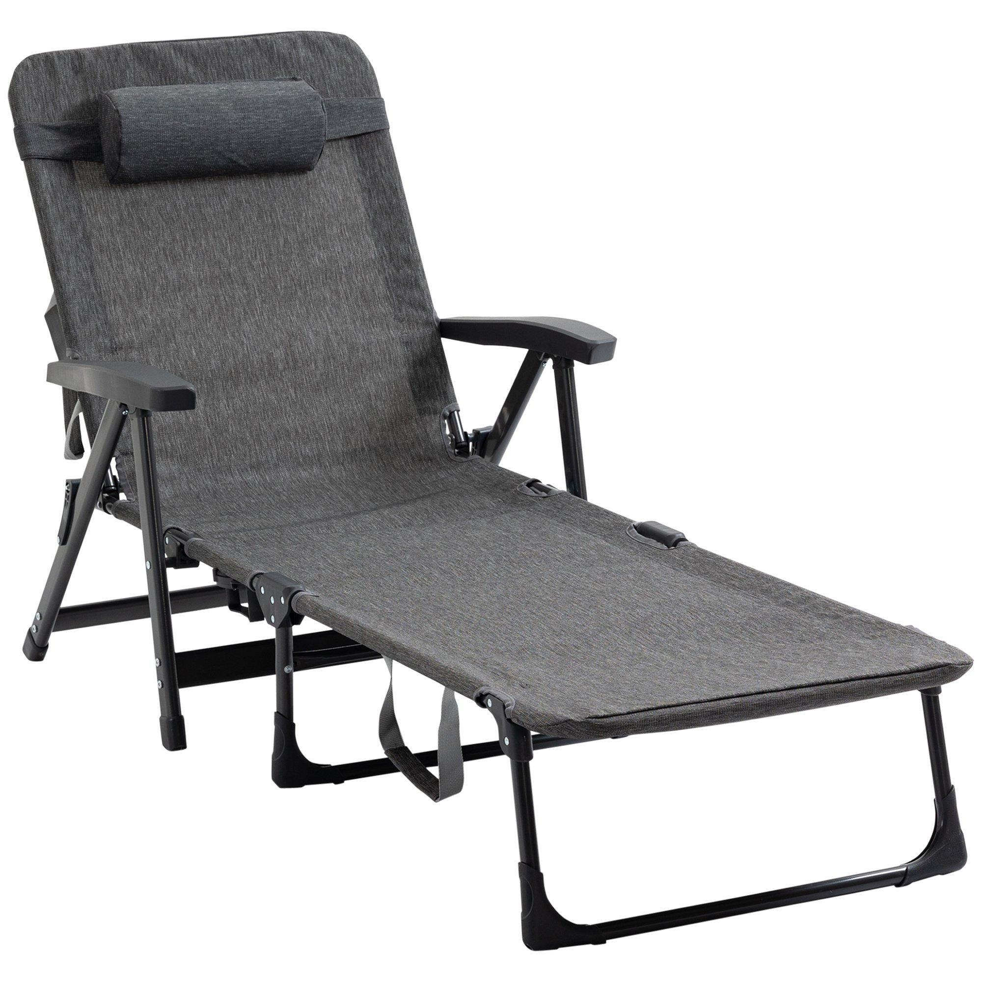 Folding Chaise Lounge, Garden Lounger Headrest Cup Holder - image 1