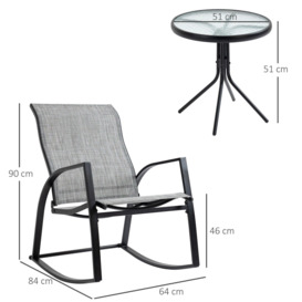 3 Pieces Outdoor Rocking Chairs Set with TempeGlass Table for Garden - thumbnail 3