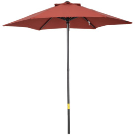 2m Parasol Patio Umbrella, Outdoor Sun Shade with 6 Ribs