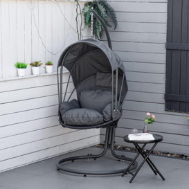 Hanging Egg Chair Swing Hammock Chair with Stand Retractable Canopy - thumbnail 2