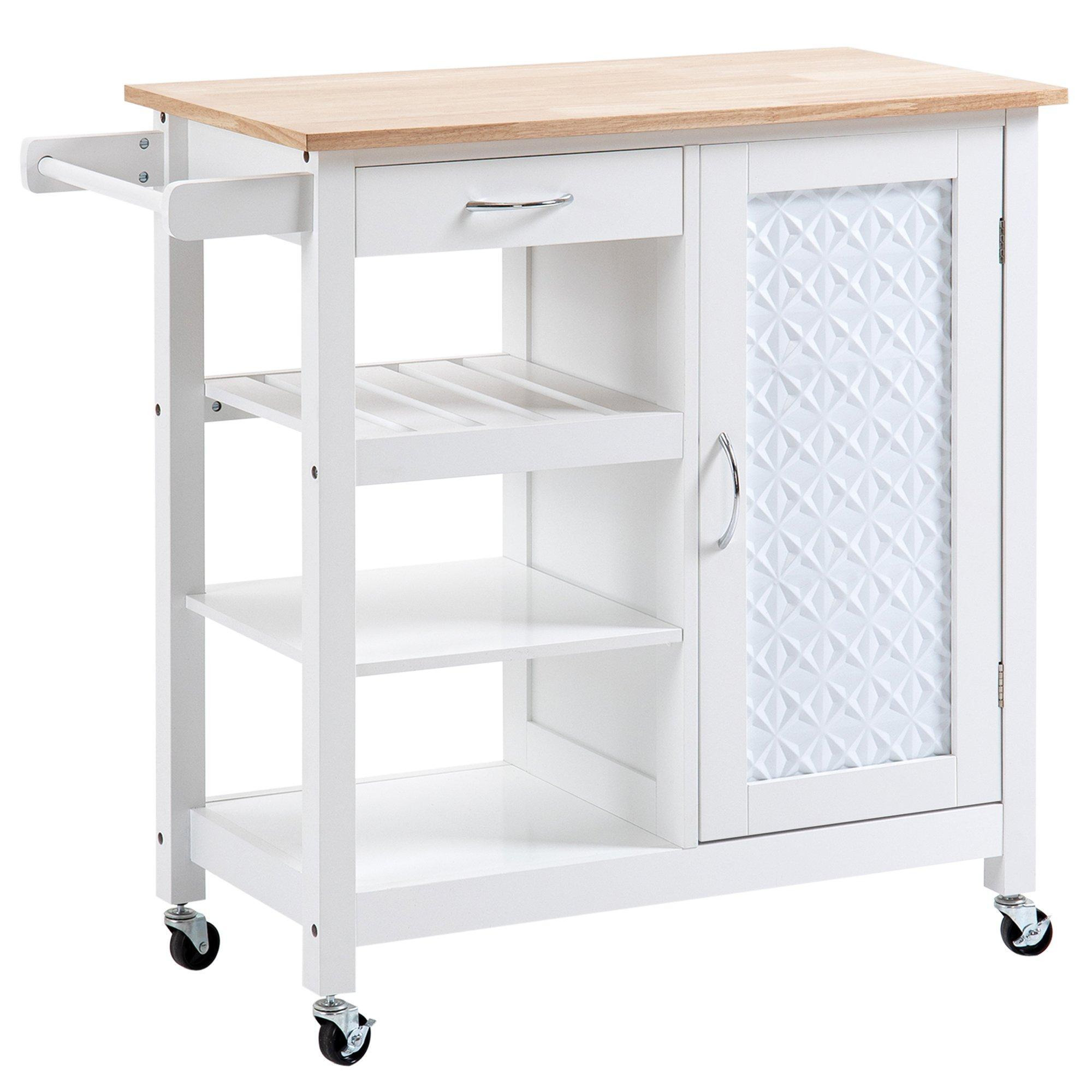 Compact Kitchen Trolley Utility Cart on Wheels with Embossed Door - image 1