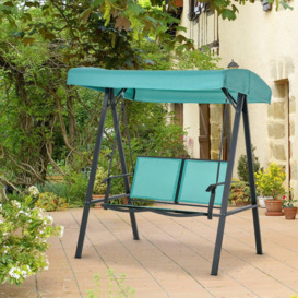 2 Seater Garden Swing Bench with Tilting Canopy Texteline Seat - thumbnail 2