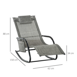 Breathable Mesh Rocking Chair Outdoor Recliner with Headrest - thumbnail 3