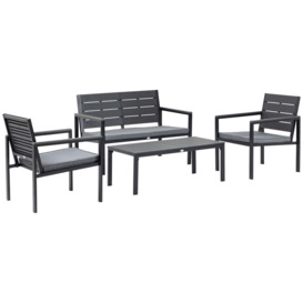 4 Piece Outdoor Conversation Furniture Set with Table and Cushions