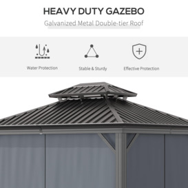 3 x 3.7m Aluminium Outdoor Hardtop Gazebo Canopy 2-Tier Roof - thumbnail 3