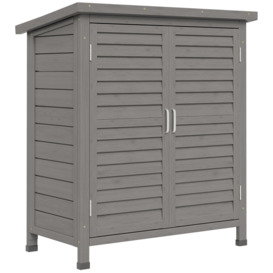 Garden Storage Shed Solid Fir Wood Garage Organisation w/ Doors - thumbnail 1