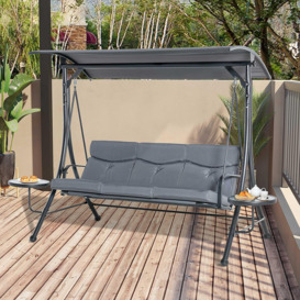3 Seat Garden Swing Chair Steelwith Adjustable Canopy and Coffee Table - thumbnail 2