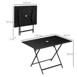 Folding Rectangular Garden Dining Table for 6 with Parasol Hole - thumbnail 3